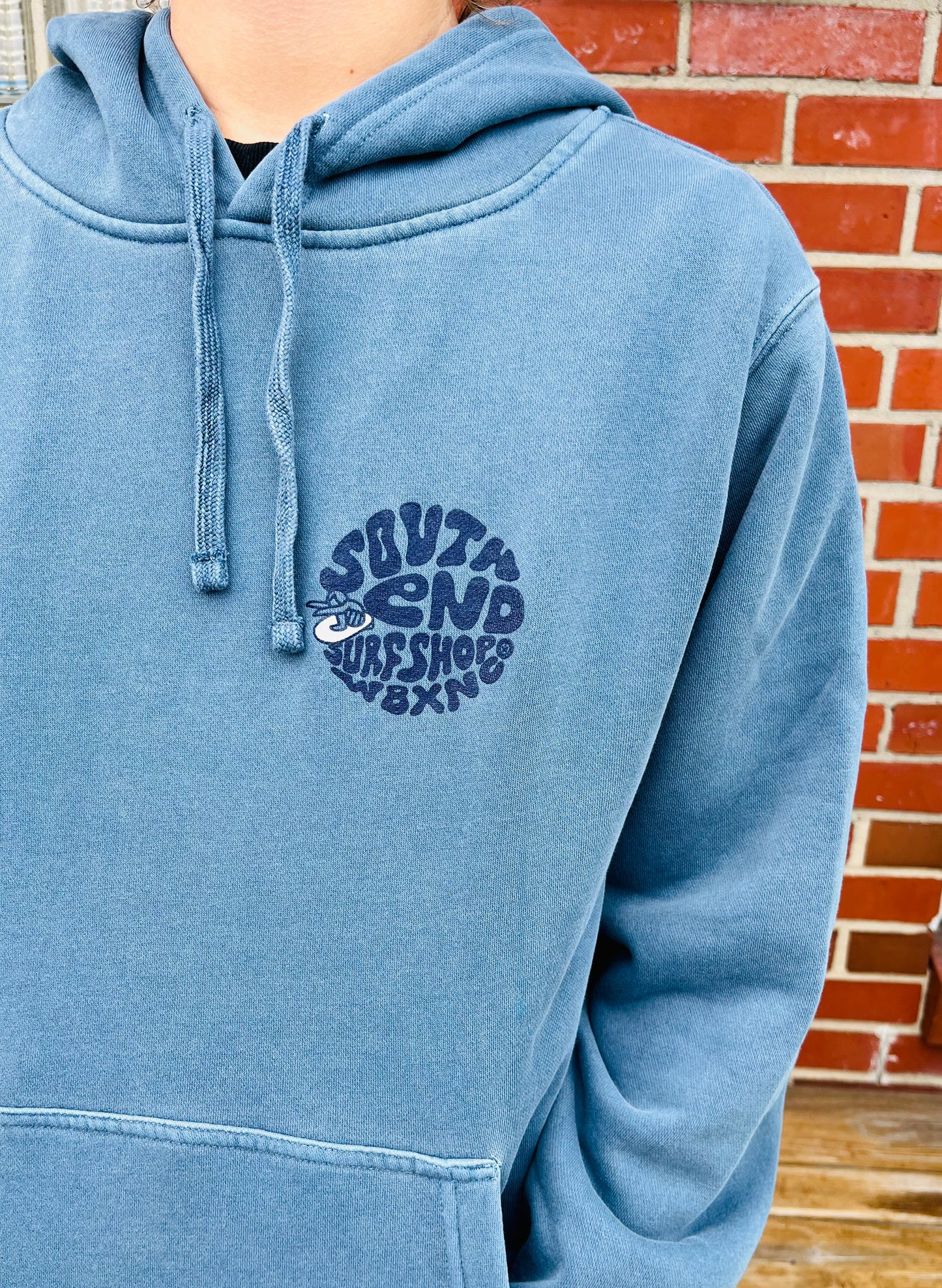 Retro Logo Adult Hoodie Slate Blue