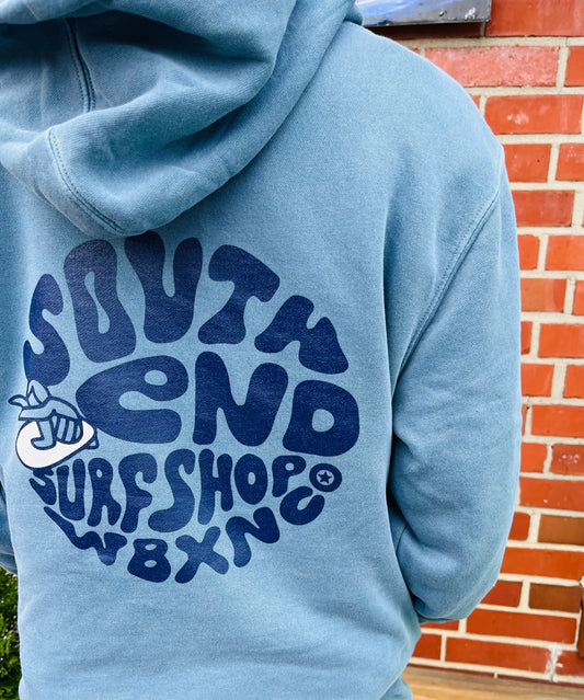 Retro Logo Adult Hoodie Slate Blue