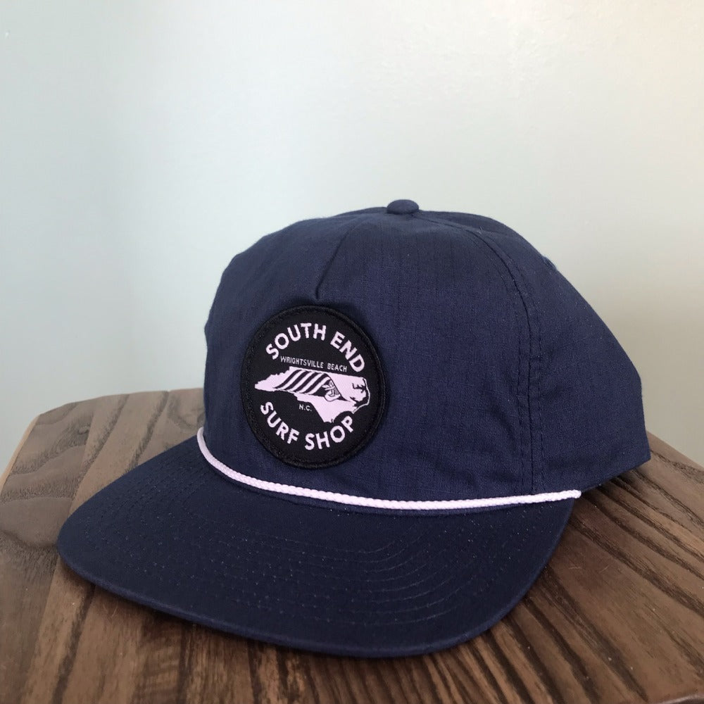 Woven NC Barrel Patch Snap Back Navy